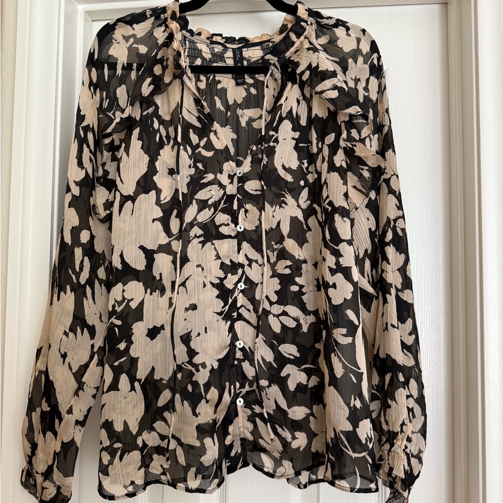 Mango Sheer Floral Blouse